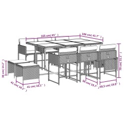 Ensemble à manger de jardin et coussins 11 pcs mélange beige 509811509811