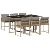 Ensemble à manger de jardin coussins 7 pcs mélange beige rotin 509813509813