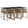 Ensemble à manger de jardin coussins 7 pcs mélange beige rotin 509813509813