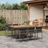 Ensemble à manger de jardin et coussins 7 pcs gris rotin 509814509814