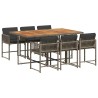 Ensemble à manger de jardin et coussins 7 pcs gris rotin 509814509814