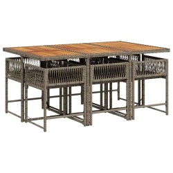Ensemble à manger de jardin et coussins 7 pcs gris rotin 509814509814