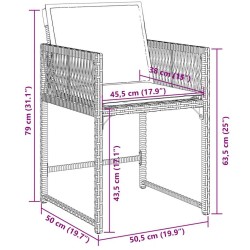 Ensemble à manger de jardin et coussins 7 pcs gris rotin 509814509814
