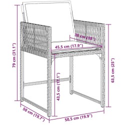 Ensemble à manger de jardin 9pcs coussins noir résine tressée 509815509815