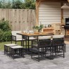 Ensemble à manger de jardin 9pcs coussins noir résine tressée 509816509816