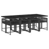 Ensemble à manger de jardin 9pcs coussins noir résine tressée 509817509817