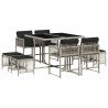 Ensemble à manger de jardin et coussins 9 pcs gris clair rotin 509818509818