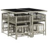 Ensemble à manger de jardin et coussins 9 pcs gris clair rotin 509818509818