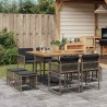 Ensemble à manger de jardin 9 pcs coussins gris résine tressée 509819509819