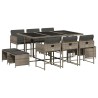 Ensemble à manger de jardin 11pcs avec coussins gris poly rotin 509820509820
