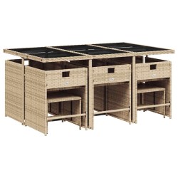 Ensemble à manger de jardin et coussins 11 pcs mélange beige 509822509822