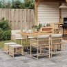 Ensemble à manger de jardin et coussins 9 pcs beige Poly rotin 509824509824