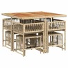 Ensemble à manger de jardin et coussins 9 pcs beige Poly rotin 509824509824