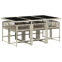 Ensemble à manger de jardin et coussins 7 pcs gris clair rotin 509825509825