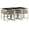 Ensemble à manger de jardin et coussins 7 pcs gris clair rotin 509825509825