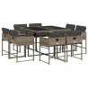 Ensemble à manger de jardin 9 pcs coussins gris résine tressée 509827509827