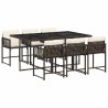 Ensemble à manger de jardin et coussins 7 pcs marron rotin 509828509828