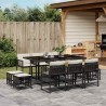 Ensemble à manger de jardin 11 pcs coussins noir résine tressée 509831509831