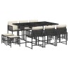 Ensemble à manger de jardin 11 pcs coussins noir résine tressée 509831509831