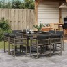 Ensemble à manger de jardin 9 pcs coussins gris résine tressée 509835509835