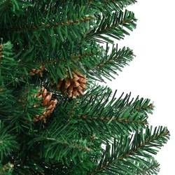 Sapin de Noël mince avec bois véritable et cônes vert 150cm PVC 509837509837