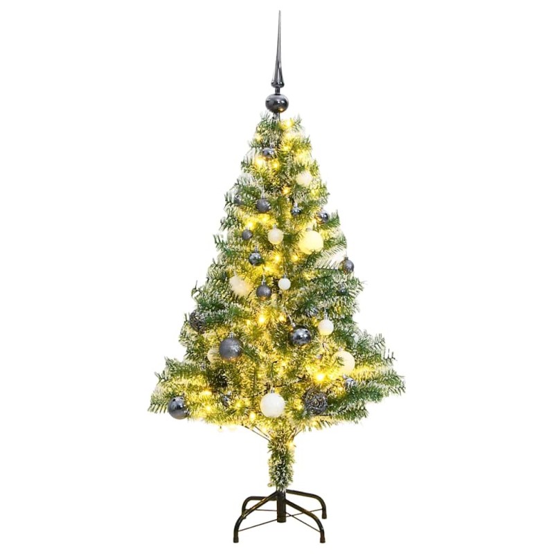 Sapin de Noël artificiel 150 LED&boules&neige floquée 150 cm 509839509839