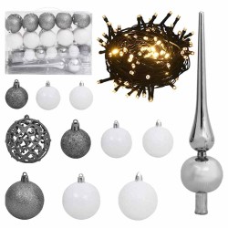 Sapin de Noël artificiel 150 LED&boules&neige floquée 150 cm 509839509839