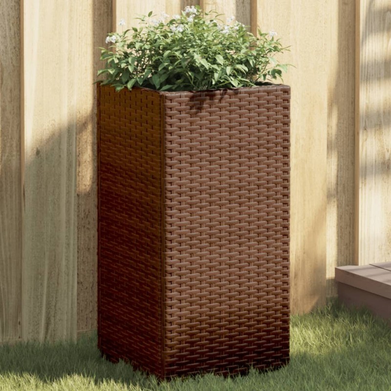 Jardinières 2 pcs marron 30x30x60 cm résine tressée 509840509840