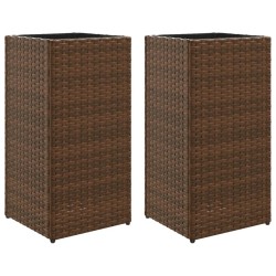 Jardinières 2 pcs marron 30x30x60 cm résine tressée 509840509840