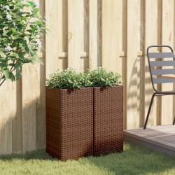 Jardinières 2 pcs marron 30x30x60 cm résine tressée 509840509840
