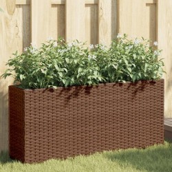 Jardinières avec 2 pots 2 pcs marron 90x20x40 cm résine tressée 509841509841