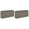 Jardinières avec 2 pots 2 pcs gris 90x20x40 cm résine tressée 509842509842