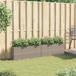 Jardinières avec 2 pots 2 pcs gris 90x20x40 cm résine tressée 509842509842