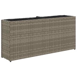 Jardinières avec 2 pots 2 pcs gris 90x20x40 cm résine tressée 509842509842