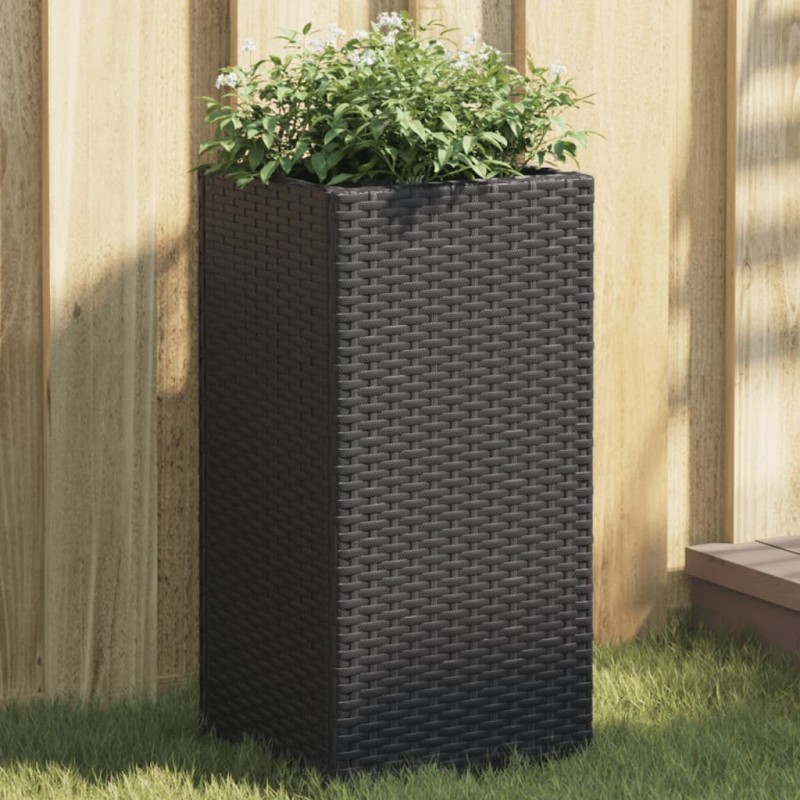 Jardinières 2 pcs noir 30x30x60 cm résine tressée 509843509843