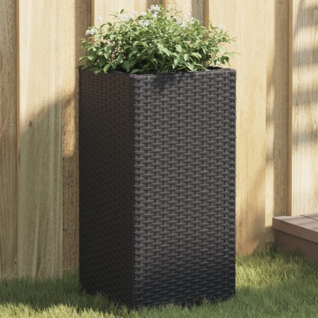 Jardinières 2 pcs noir 30x30x60 cm résine tressée 509843509843