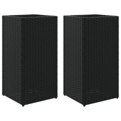 Jardinières 2 pcs noir 30x30x60 cm résine tressée 509843509843