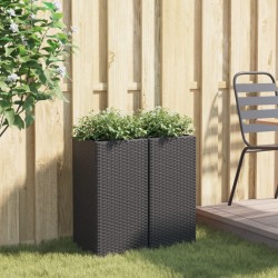 Jardinières 2 pcs noir 30x30x60 cm résine tressée 509843509843