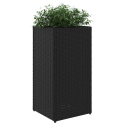Jardinières 2 pcs noir 30x30x60 cm résine tressée 509843509843