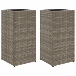 Jardinières 2 pcs gris 30x30x60 cm résine tressée 509844509844