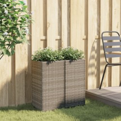 Jardinières 2 pcs gris 30x30x60 cm résine tressée 509844509844