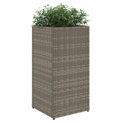 Jardinières 2 pcs gris 30x30x60 cm résine tressée 509844509844