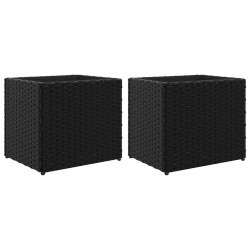 Jardinières 2 pcs noir 36x30x32 cm résine tressée 509847509847
