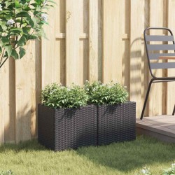 Jardinières 2 pcs noir 36x30x32 cm résine tressée 509847509847