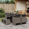 Ensemble à manger de jardin 9 pcs coussins gris résine tressée 509849509849
