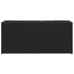 Jardinières avec 2 pots 2 pcs noir 90x20x40 cm résine tressée 509850509850