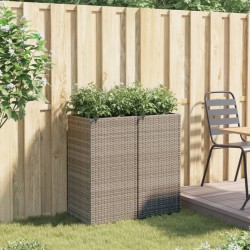 Jardinières 2 pcs gris 40x40x80 cm résine tressée 509851509851