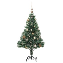 Sapin de Noël artificiel 150 LED&boules&neige floquée 150 cm 509853509853
