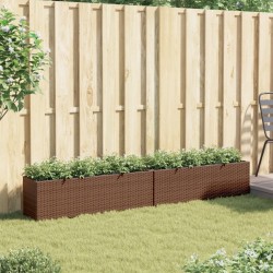 Jardinières avec 3 pots 2 pcs marron 105x30x32cm résine tressée 509855509855