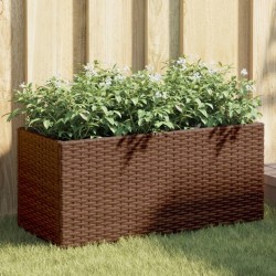 Jardinières avec 2 pots 2 pcs marron 72x30x32 cm résine tressée 509856509856